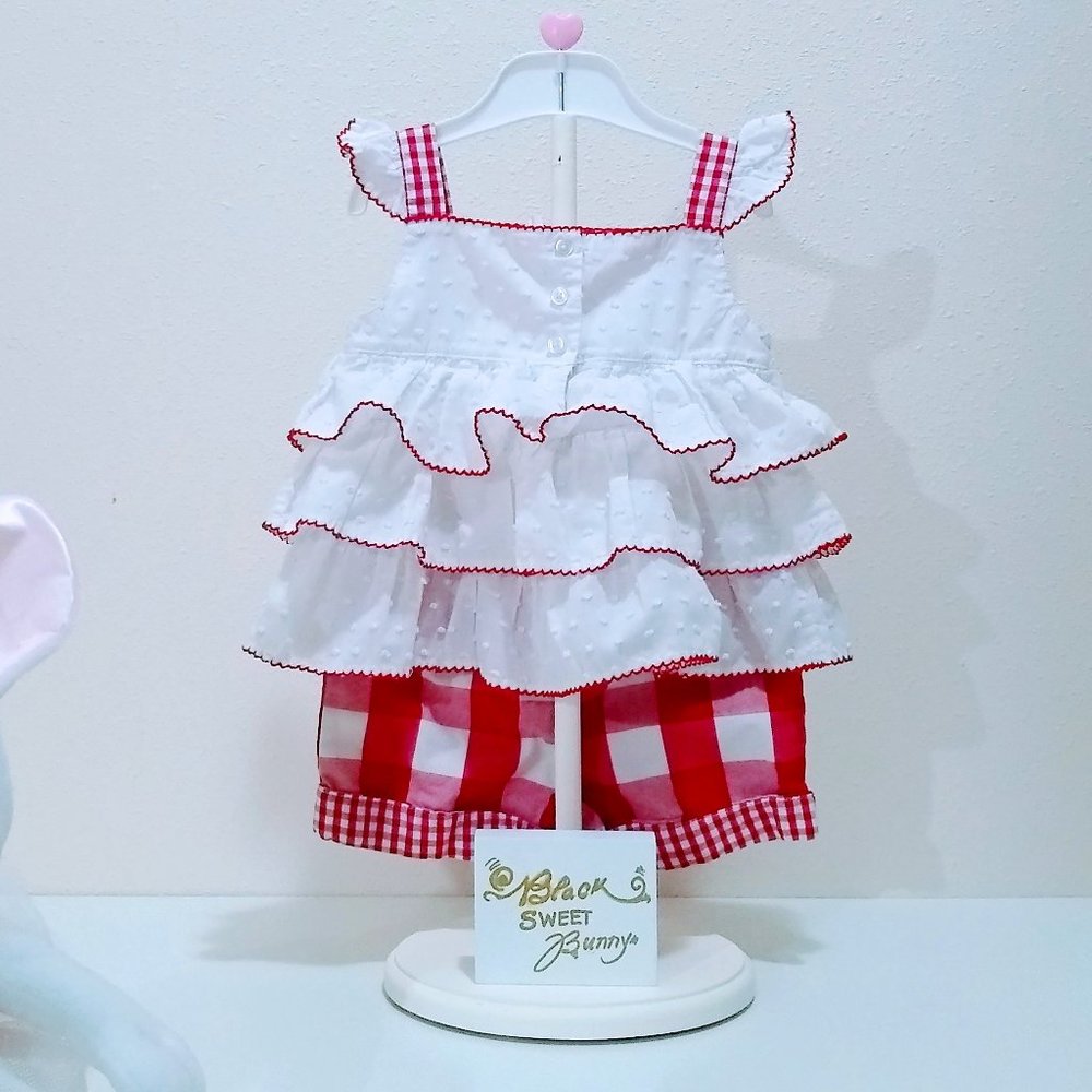 KIDS HEADQUARTERS RED GINGHAM SET SIZE 24M - Picture 6 of 13